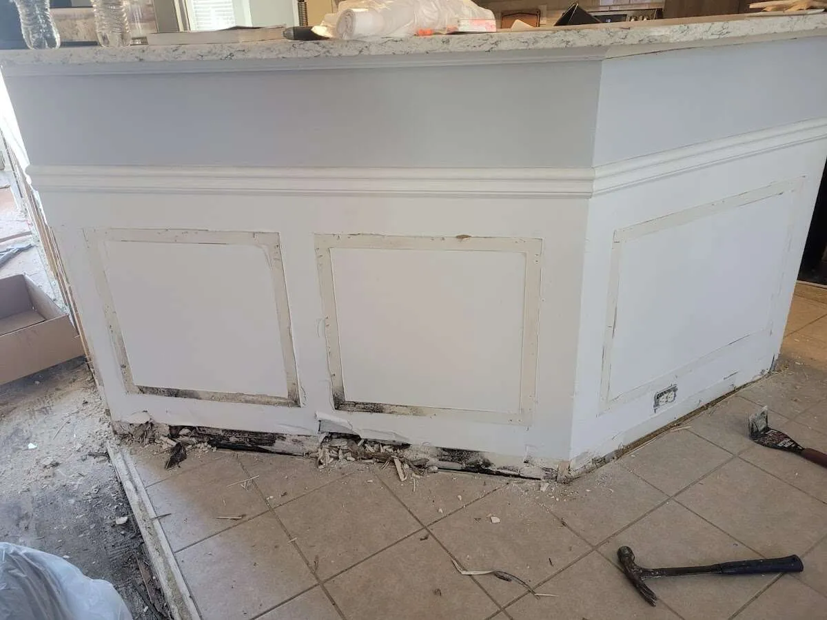 Water damage and mold on kitchen during Burst Pipe Cleanup in Massapequa Park